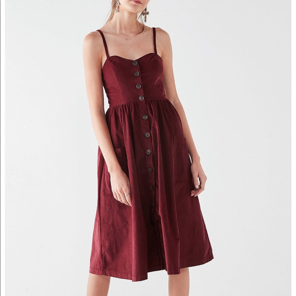 UO Emilia Corduroy Button-Down Midi Dress.